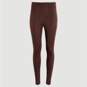NWT Ann Taylor Coffee Brown Side Zip Faux Suede Leggings